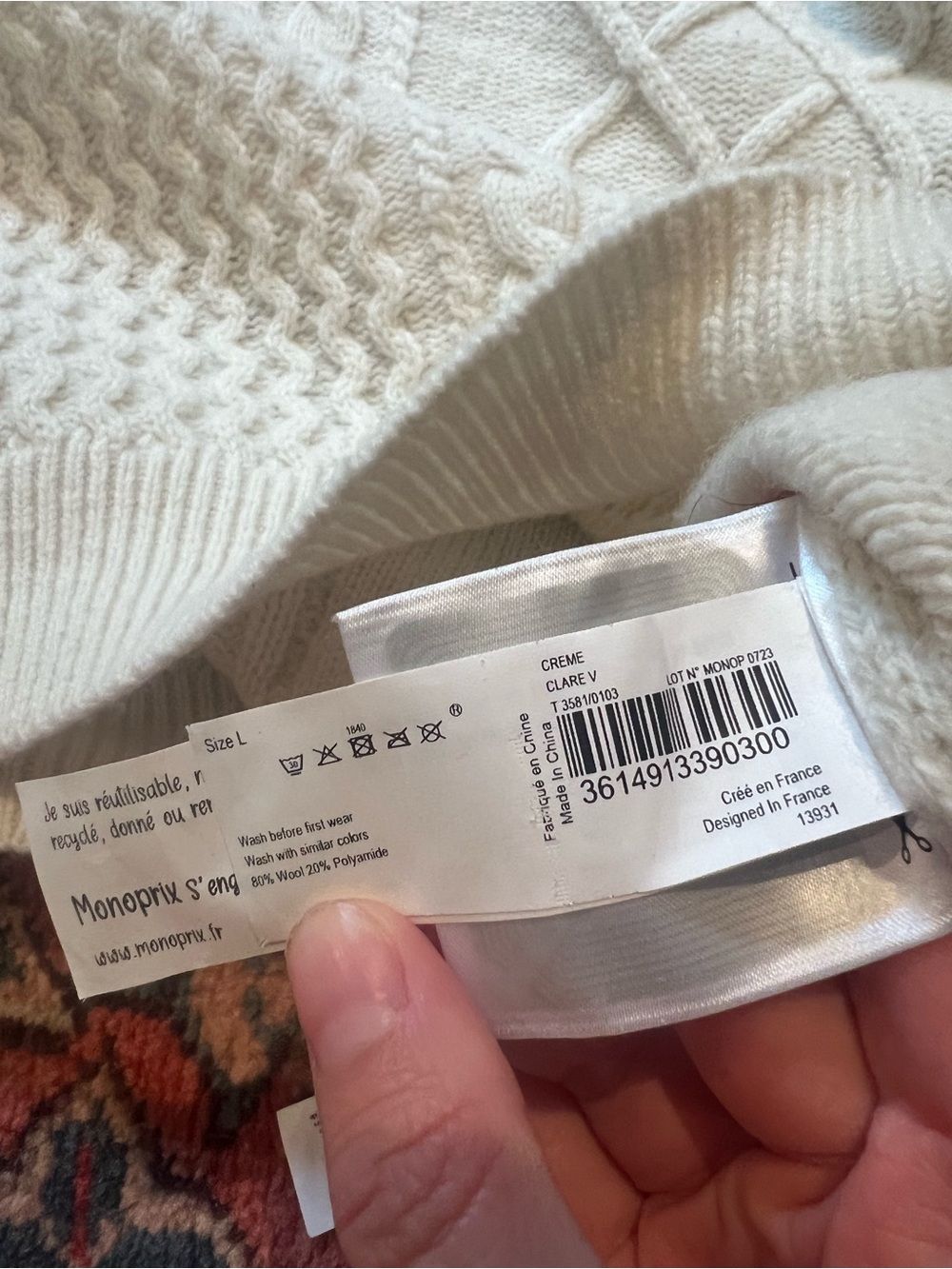 Clare V x Monoprix Fisherman Knit Charmant Sweater— Womens Large - Picture 10 of 10